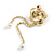 Black Enamel Crystal Chain Rose Flower Dangle Earrings in Gold Tone - 60mm Long - view 5