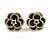 20mm D/ Black/White Enamel Layered Rose Flower Stud Earrings in Gold Tone - view 2