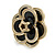 20mm D/ Black/White Enamel Layered Rose Flower Stud Earrings in Gold Tone - view 4