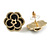 20mm D/ Black/White Enamel Layered Rose Flower Stud Earrings in Gold Tone - view 5