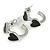 15mm Small Black Enamel Heart Hoop Huggie Earrings in Silver Tone - view 2