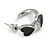 15mm Small Black Enamel Heart Hoop Huggie Earrings in Silver Tone - view 5