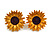 25mm Orange Gold Crystal Sunflower Stud Earrings - view 2