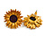 25mm Orange Gold Crystal Sunflower Stud Earrings - view 4