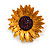 25mm Orange Gold Crystal Sunflower Stud Earrings - view 5