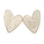 35mm Tall/ Large Milky White Enamel Asymmetric Heart Earrings in Gold Tone - view 6