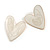 35mm Tall/ Large Milky White Enamel Asymmetric Heart Earrings in Gold Tone - view 7