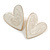 35mm Tall/ Large Milky White Enamel Asymmetric Heart Earrings in Gold Tone