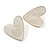 35mm Tall/ Large Milky White Enamel Asymmetric Heart Earrings in Gold Tone - view 5