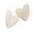 35mm Tall/ Large Milky White Enamel Asymmetric Heart Earrings in Gold Tone - view 8