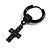 1Pcs Single Dangle Cross Charm Hoop Huggie Earring for Men/Women/Unisex In Black Tone/ 18mm D - view 2