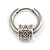 1Pcs Single Round Etched Bead Charm Hoop Huggie Earring for Men/Women/Unisex In Silver Tone/ 18mm D