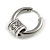1Pcs Single Round Etched Bead Charm Hoop Huggie Earring for Men/Women/Unisex In Silver Tone/ 18mm D - view 2