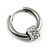 1Pcs Single Round Crystal Ring Charm Hoop Huggie Earring for Men/Women/Unisex In Silver Tone/ 18mm D - view 3