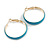 30mm D/ Wide Light Blue Enamel Hoop Earrings In Gold Tone/ Small Size - view 4