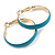 30mm D/ Wide Light Blue Enamel Hoop Earrings In Gold Tone/ Small Size - view 5