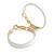 30mm D/ Wide White Enamel Hoop Earrings In Gold Tone/ Small Size