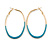 60mm Tall/ Gold Tone with Teal Enamel Oval Hoop Earrings/ Large Size - view 5