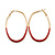 60mm Tall/ Gold Tone with Red Enamel Oval Hoop Earrings/ Large Size - view 6