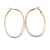 60mm Tall/ Gold Tone with White Enamel Oval Hoop Earrings/ Large Size - view 4