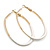 60mm Tall/ Gold Tone with White Enamel Oval Hoop Earrings/ Large Size - view 2