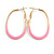 40mm Tall/ Gold Tone with Pink Enamel Oval Hoop Earrings/ Medium Size - view 5