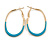 40mm Tall/ Gold Tone with Teal Enamel Oval Hoop Earrings/ Medium Size - view 4