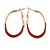 40mm Tall/ Gold Tone with Red Enamel Oval Hoop Earrings/ Medium Size - view 5