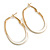 40mm Tall/ Gold Tone with White Enamel Oval Hoop Earrings/ Medium Size