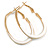 40mm Tall/ Gold Tone with White Enamel Oval Hoop Earrings/ Medium Size - view 4