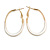 40mm Tall/ Gold Tone with White Enamel Oval Hoop Earrings/ Medium Size - view 5