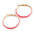 40mm D/ Wide Pink Enamel Hoop Earrings In Gold Tone/ Medium Size - view 4