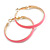 40mm D/ Wide Pink Enamel Hoop Earrings In Gold Tone/ Medium Size - view 5