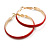 40mm D/ Wide Red Enamel Hoop Earrings In Gold Tone/ Medium Size - view 5