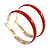 40mm D/ Wide Red Enamel Hoop Earrings In Gold Tone/ Medium Size - view 7