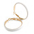 40mm D/ Wide White Enamel Hoop Earrings In Gold Tone/ Medium Size