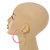 60mm Diameter/ Gold Tone with Pink Enamel Hoop Earrings/ Large Size - view 3