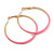 60mm Diameter/ Gold Tone with Pink Enamel Hoop Earrings/ Large Size - view 2