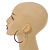 60mm Diameter/ Gold Tone with Red Enamel Hoop Earrings/ Large Size - view 3