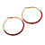 60mm Diameter/ Gold Tone with Red Enamel Hoop Earrings/ Large Size - view 4