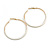 60mm Diameter/ Gold Tone with White Enamel Hoop Earrings/ Large Size - view 4