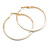 60mm Diameter/ Gold Tone with White Enamel Hoop Earrings/ Large Size - view 2