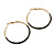 60mm Diameter/ Gold Tone with Black Enamel Hoop Earrings/ Large Size - view 4