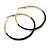 60mm Diameter/ Gold Tone with Black Enamel Hoop Earrings/ Large Size - view 2