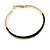 60mm Diameter/ Gold Tone with Black Enamel Hoop Earrings/ Large Size - view 5