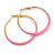 50mm Diameter/ Gold Tone with Pink Enamel Hoop Earrings/ Large Size - view 7