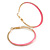 50mm Diameter/ Gold Tone with Pink Enamel Hoop Earrings/ Large Size - view 10