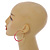50mm Diameter/ Gold Tone with Pink Enamel Hoop Earrings/ Large Size - view 11