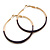 50mm Diameter/ Gold Tone with Dark Purple Enamel Hoop Earrings/ Large Size - view 2