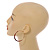 50mm Diameter/ Gold Tone with Red Enamel Hoop Earrings/ Large Size - view 3